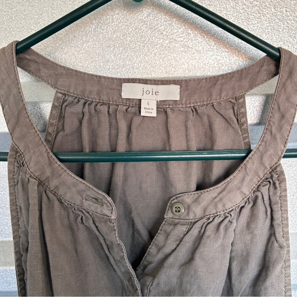 JOIE Edelie Tie Waist Sleeveless Linen Dress - Green - Large Lagenlook - Picture 11 of 15